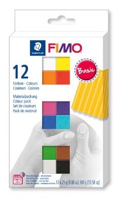 ENS FIMOSOFT 12 DEMI-BLOCS COULEURS DE BASE